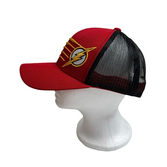 The Flash DC Comics Red Mesh SnapBack Hat Cap One Size Adult Yellow Lightning - Picture 5 of 9